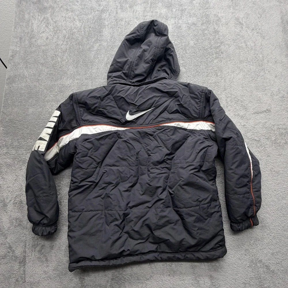 Nike Jacket Youth 10-12‎ Gray Orange Reversible Hooded Fleece Lined Puffer